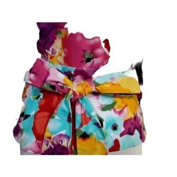 Donna Ricco Collection Sz 6 Front Wrap Tropical Floral Portrait Collar Top Artsy - Picture 7 of 10